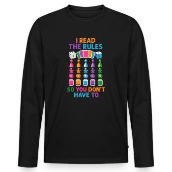 Ich lese die Regeln, damit Sie nicht müssen - Männer Premium Bio Langarmshirt - Schwarz - Vorne - Nico (187cm)