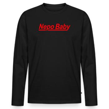 Népotisme Nepo Bébé - T-shirt manches longues Premium bio Homme - noir - Devant - Nico (187cm)