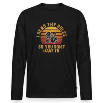Ich lese die Regeln, damit Sie nicht müssen - Männer Premium Bio Langarmshirt - Schwarz - Vorne - Nico (187cm)