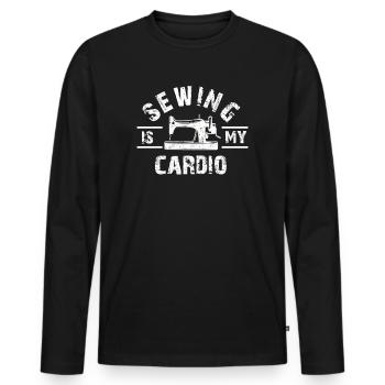 Sewing Is My Cardio Machine Quilting Women Vintage - Men's Premium Organic Long Sleeve Shirt - black - Front - Nico (187cm)