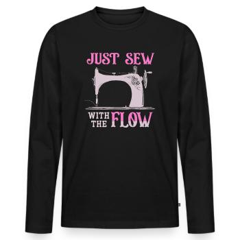 Just Sew With The Flow Sewing Machine Quilting - Men's Premium Organic Long Sleeve Shirt - black - Front - Nico (187cm)