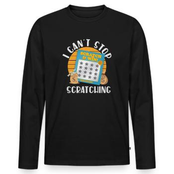Ich kann nicht aufhören zu kratzen - Männer Premium Bio Langarmshirt - Schwarz - Vorne - Nico (187cm)