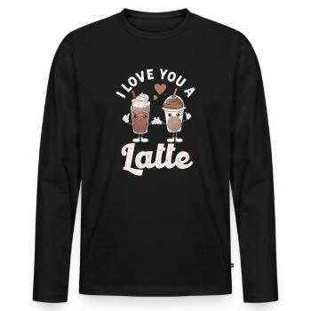 Je t’aime un latte - T-shirt manches longues Premium bio Homme - noir - Devant - Nico (187cm)