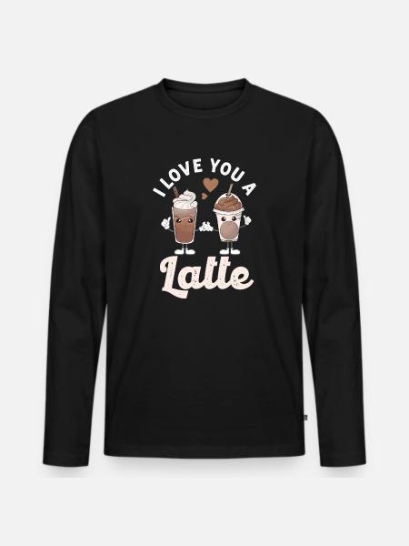 Je t’aime un latte - T-shirt manches longues Premium bio Homme - noir