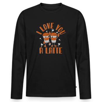 I Love You A Latte - Männer Premium Bio Langarmshirt - Schwarz - Vorne - Nico (187cm)