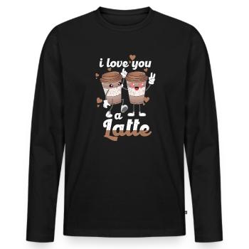 Je t’aime un latte - T-shirt manches longues Premium bio Homme - noir - Devant - Nico (187cm)