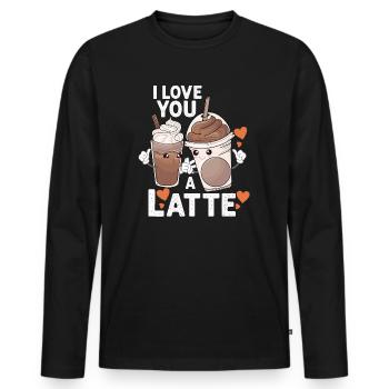 Je t’aime un latte - T-shirt manches longues Premium bio Homme - noir - Devant - Nico (187cm)