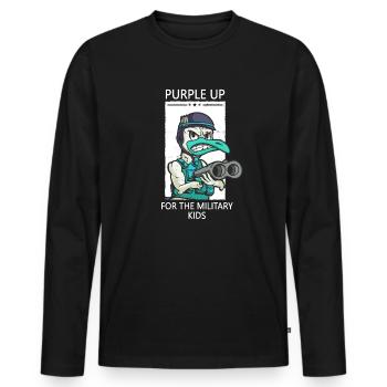 Purple Up Military Strong Child Kids Support - Men's Premium Organic Long Sleeve Shirt - black - Front - Nico (187cm)