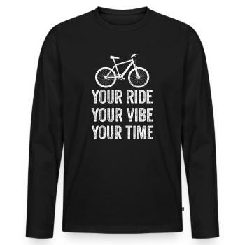 VTT Votre balade Votre ambiance Votre temps - T-shirt manches longues Premium bio Homme - noir - Devant - Nico (187cm)
