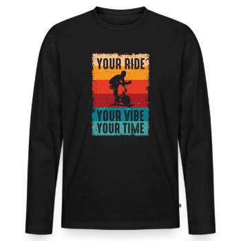 Your Ride Your Vibe Your Time Motivational Gym - Men's Premium Organic Long Sleeve Shirt - black - Front - Nico (187cm)