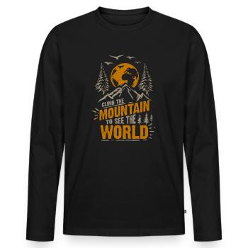 Erklimmen Sie den Berg, um die Welt zu sehen - Männer Premium Bio Langarmshirt - Schwarz - Vorne - Nico (187cm)