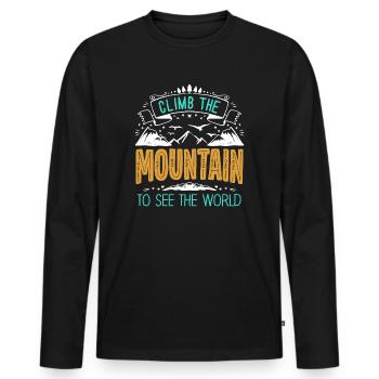 Erklimmen Sie den Berg, um die Welt zu sehen - Männer Premium Bio Langarmshirt - Schwarz - Vorne - Nico (187cm)