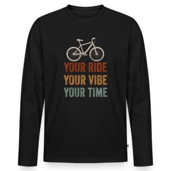 VTT Votre Balade Your Vibe Votre Temps - T-shirt manches longues Premium bio Homme - noir - Devant - Nico (187cm)