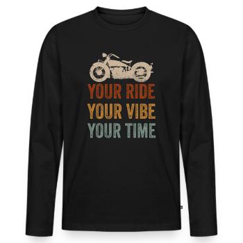 Your Ride Your Vibe Your Time - Men's Premium Organic Long Sleeve Shirt - black - Front - Nico (187cm)