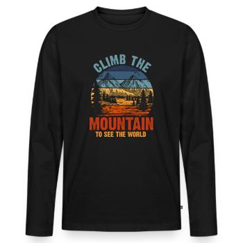Escaladez la montagne pour voir le monde - T-shirt manches longues Premium bio Homme - noir - Devant - Nico (187cm)