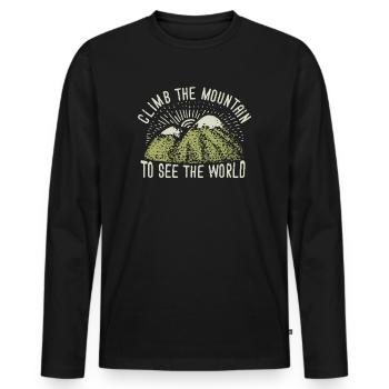 Erklimmen Sie den Berg, um die Welt zu sehen - Männer Premium Bio Langarmshirt - Schwarz - Vorne - Nico (187cm)