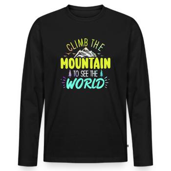 Escaladez la montagne pour voir le monde - T-shirt manches longues Premium bio Homme - noir - Devant - Nico (187cm)
