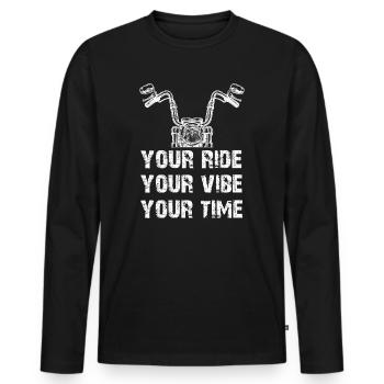 Your Ride Your Vibe Your Time - T-shirt manches longues Premium bio Homme - noir - Devant - Nico (187cm)