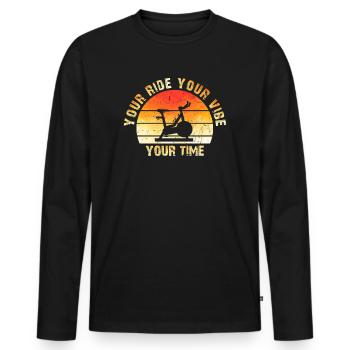 Your Ride Your Vibe Your Time Motivational Gym - Männer Premium Bio Langarmshirt - Schwarz - Vorne - Nico (187cm)