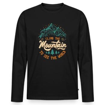 Erklimmen Sie den Berg, um die Welt zu sehen - Männer Premium Bio Langarmshirt - Schwarz - Vorne - Nico (187cm)