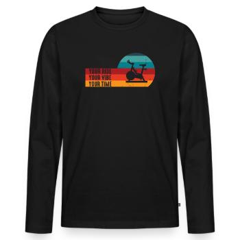 Your Ride Your Vibe Your Time Motivational Gym - Männer Premium Bio Langarmshirt - Schwarz - Vorne - Nico (187cm)