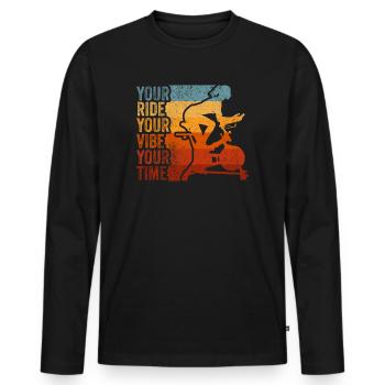 Your Ride Your Vibe Your Time Motivational Gym - Männer Premium Bio Langarmshirt - Schwarz - Vorne - Nico (187cm)