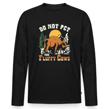 Streicheln Sie nicht die flauschigen Kühe - Männer Premium Bio Langarmshirt - Schwarz - Vorne - Nico (187cm)