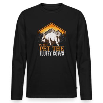 Streicheln Sie nicht die flauschigen Kühe - Männer Premium Bio Langarmshirt - Schwarz - Vorne - Nico (187cm)