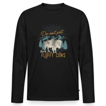 Streicheln Sie nicht die flauschigen Kühe - Männer Premium Bio Langarmshirt - Schwarz - Vorne - Nico (187cm)