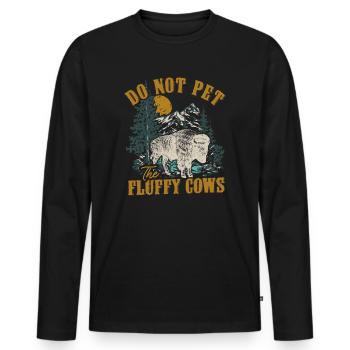 Ne caressez pas les vaches moelleuses - T-shirt manches longues Premium bio Homme - noir - Devant - Nico (187cm)