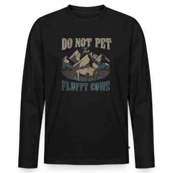 Streicheln Sie nicht die flauschigen Kühe - Männer Premium Bio Langarmshirt - Schwarz - Vorne - Nico (187cm)