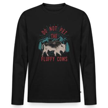 Streicheln Sie nicht die flauschigen Kühe - Männer Premium Bio Langarmshirt - Schwarz - Vorne - Nico (187cm)