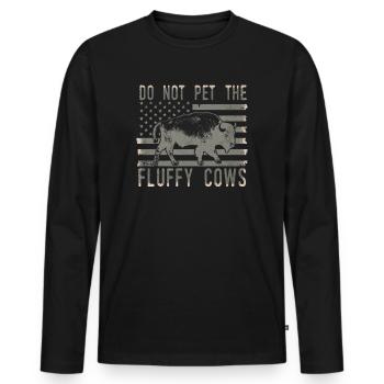 Streicheln Sie nicht die flauschigen Kühe - Männer Premium Bio Langarmshirt - Schwarz - Vorne - Nico (187cm)