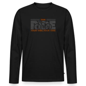 VTT Votre Balade Your Vibe Votre Temps - T-shirt manches longues Premium bio Homme - noir - Devant - Nico (187cm)