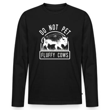 Ne caressez pas les vaches moelleuses - T-shirt manches longues Premium bio Homme - noir - Devant - Nico (187cm)