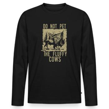 Ne caressez pas les vaches moelleuses - T-shirt manches longues Premium bio Homme - noir - Devant - Nico (187cm)