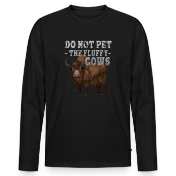 Streicheln Sie nicht die flauschigen Kühe - Männer Premium Bio Langarmshirt - Schwarz - Vorne - Nico (187cm)
