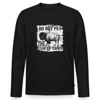 Streicheln Sie nicht die flauschigen Kühe - Männer Premium Bio Langarmshirt - Schwarz - Vorne - Nico (187cm)