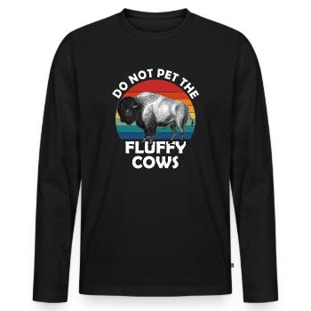 Streicheln Sie nicht die flauschigen Kühe - Männer Premium Bio Langarmshirt - Schwarz - Vorne - Nico (187cm)