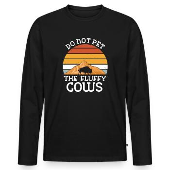 Streicheln Sie nicht die flauschigen Kühe - Männer Premium Bio Langarmshirt - Schwarz - Vorne - Nico (187cm)