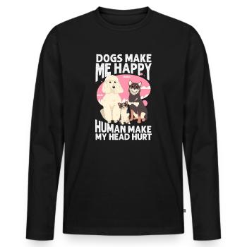 Les chiens me rendent heureux humain me font mal à la tête Doglove - T-shirt manches longues Premium bio Homme - noir - Devant - Nico (187cm)