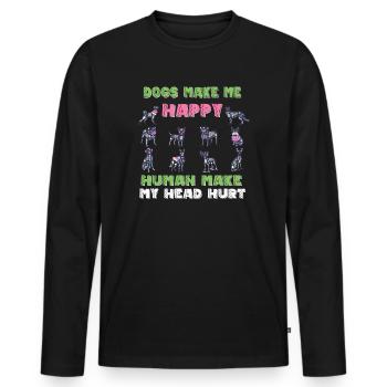 Les chiens me rendent heureux humain me font mal à la tête Doglove - T-shirt manches longues Premium bio Homme - noir - Devant - Nico (187cm)