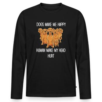 Les chiens me rendent heureux humain me font mal à la tête Doglove - T-shirt manches longues Premium bio Homme - noir - Devant - Nico (187cm)