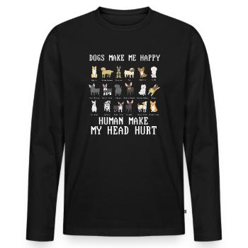 Les chiens me rendent heureux humain me font mal à la tête Doglove - T-shirt manches longues Premium bio Homme - noir - Devant - Nico (187cm)