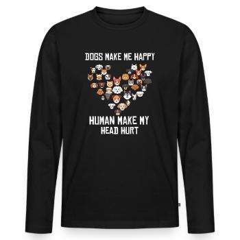 Les chiens me rendent heureux humain me font mal à la tête Doglove - T-shirt manches longues Premium bio Homme - noir - Devant - Nico (187cm)
