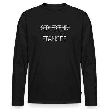 Girlfriend Fiancee Couple Engagement Engaged - Men's Premium Organic Long Sleeve Shirt - black - Front - Nico (187cm)