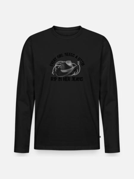 Jedes Mädchen braucht einen kleinen Riss in ihrer Jeans - Männer Premium Bio Langarmshirt - Schwarz