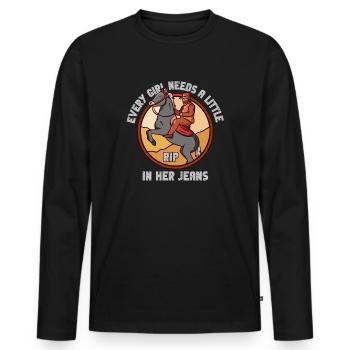 Jedes Mädchen braucht einen kleinen Riss in ihrer Jeans - Männer Premium Bio Langarmshirt - Schwarz - Vorne - Nico (187cm)