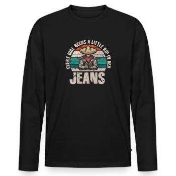 Jedes Mädchen braucht einen kleinen Riss in ihrer Jeans - Männer Premium Bio Langarmshirt - Schwarz - Vorne - Nico (187cm)