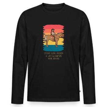 Chaque fille a besoin d’une petite déchirure dans son jean - T-shirt manches longues Premium bio Homme - noir - Devant - Nico (187cm)